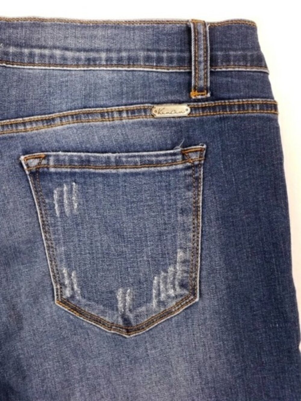 KanCan Medium Wash Mid Rise Distressed Split Hem Ankle Skinny Jeans Womens 15/31 - Picture 6 of 15